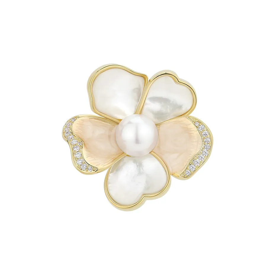 VIOLET Alloy Mother Of Pearl Brooches Women's Champagne Gold