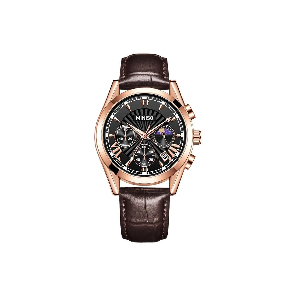 Miniso Darth Vader Collection Кварцевый механизм Кожаный ремешок Часы Мужские Черный циферблат