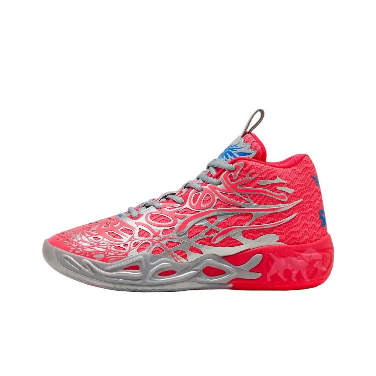 SLAM x PUMA MB.04 Anti Slip Wear Resistant Mid Top Basketball Shoes Unisex Red Silver Blue