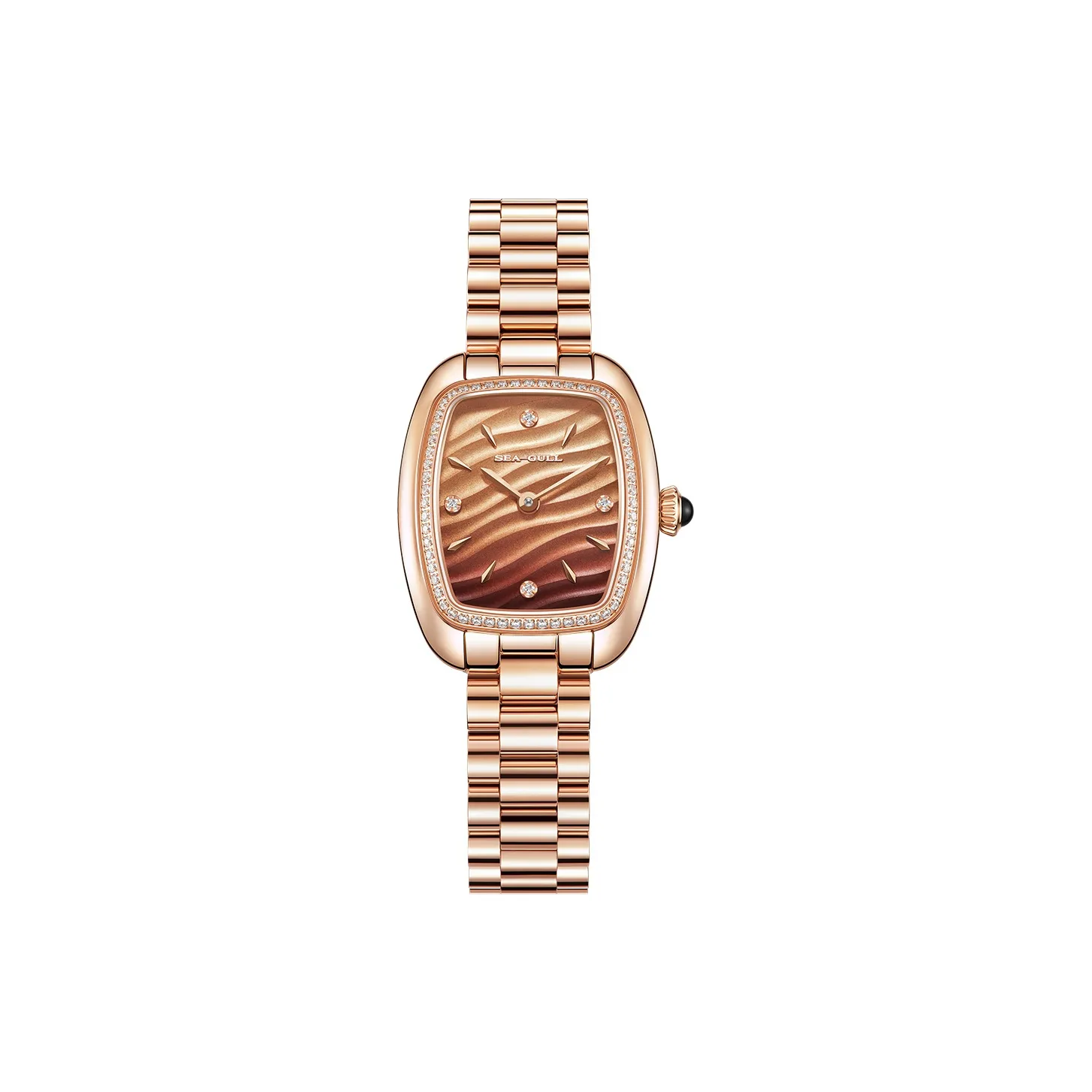 Sea Gull Автоматический Механический Механизм Нержавеющая Сталь Ремешок Часы Женские Кофейная Циферблат Часы