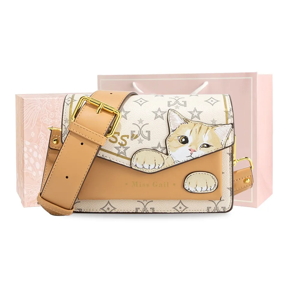 MISS GAIL Сумка через плечо из синтетической кожи стандартная женская коричневый белый