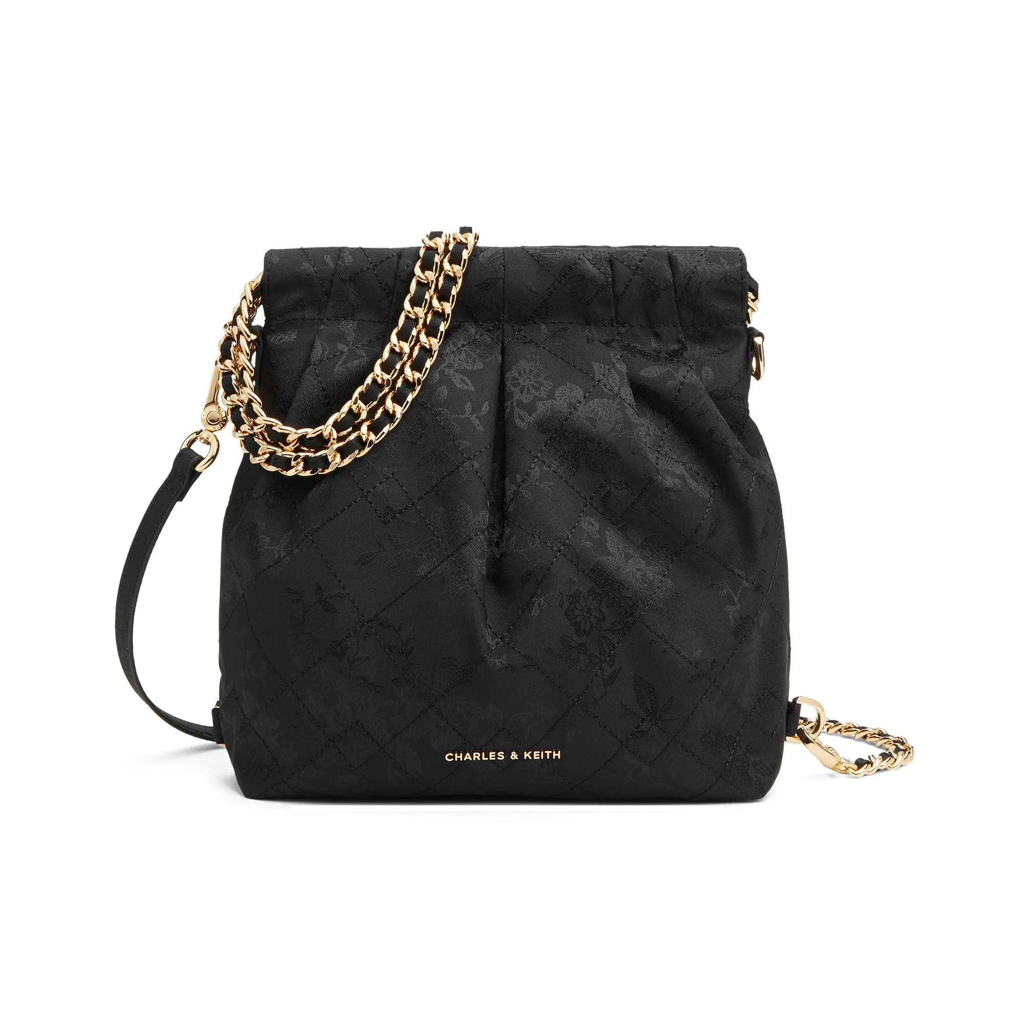 CHARLES KEITH ПУ (полиуретан) Текстильная смесь Сумка-хобо Двойная плечевая сумка через плечо Сумка через плечо