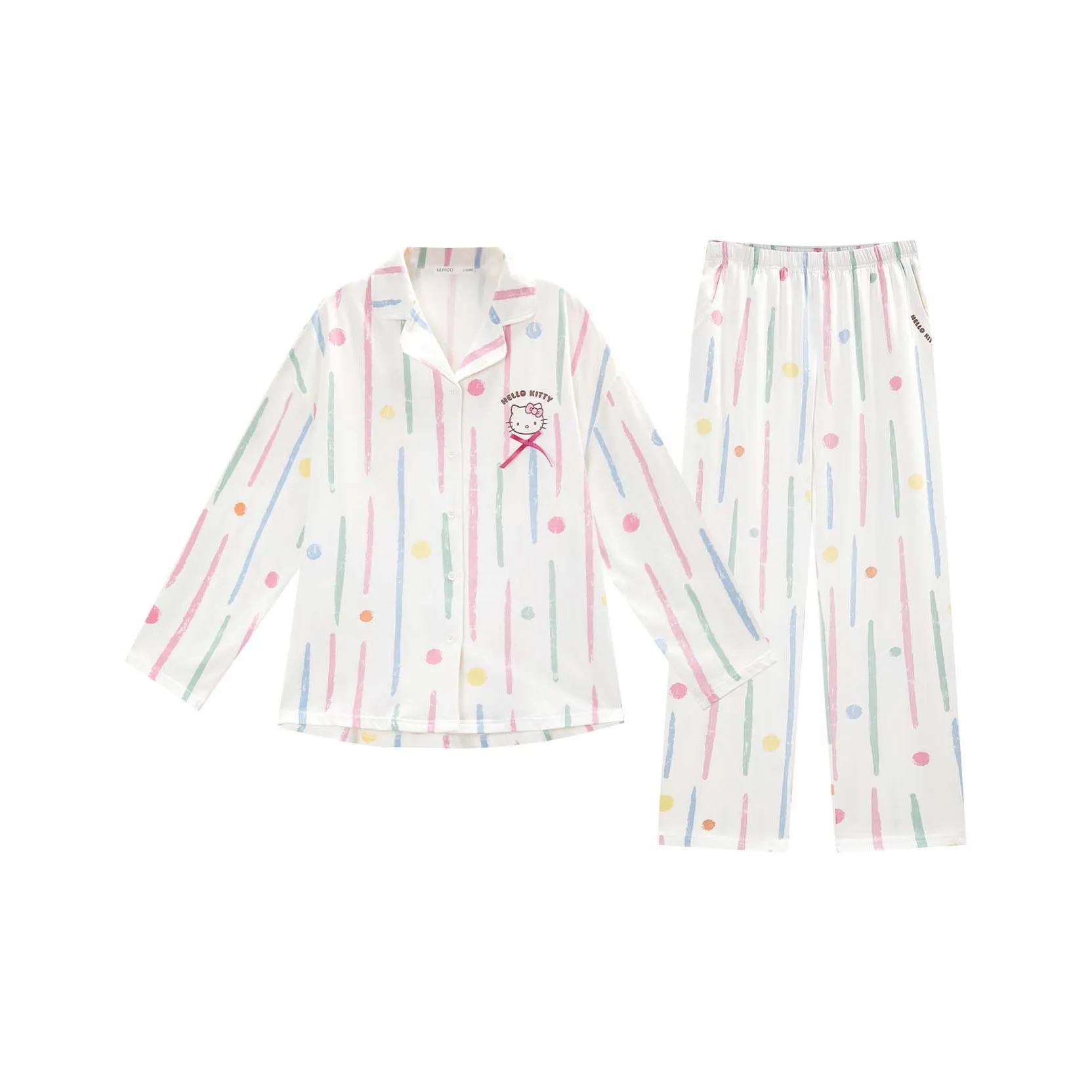 GUKOO x Sanrio Hello Kitty Пижамный комплект Женские Молочно-белый