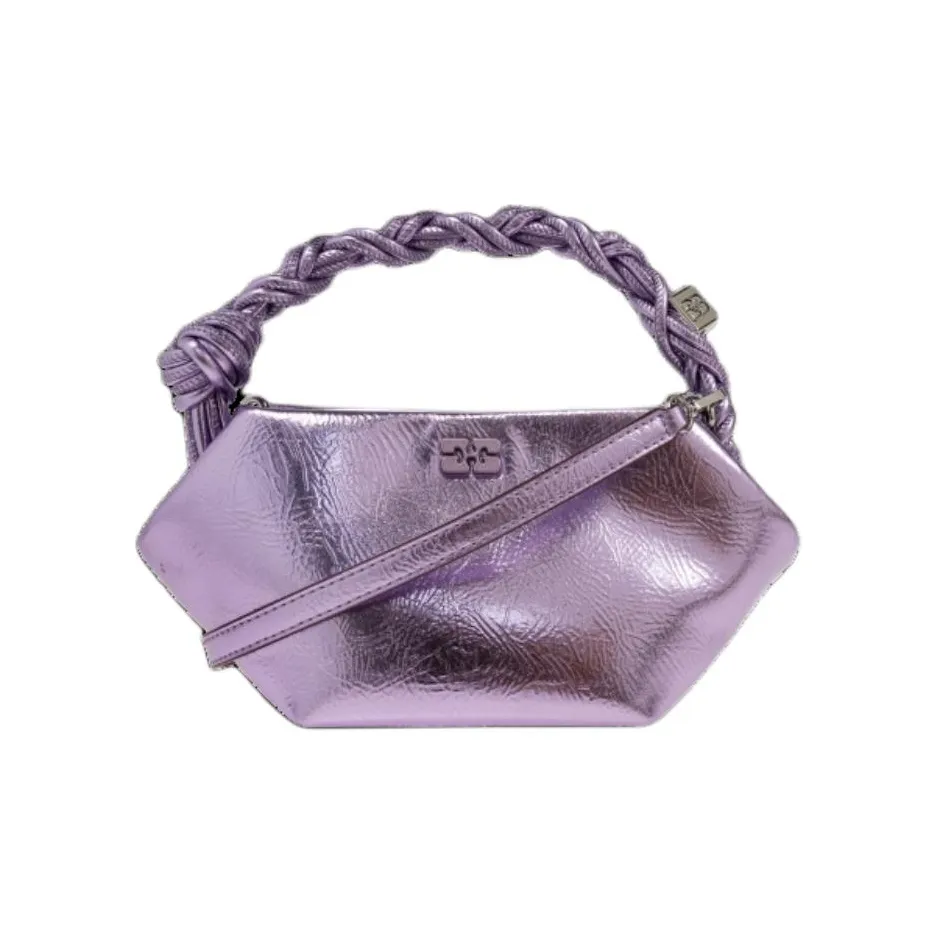 GANNI Leather Shoulder Bag, Crossbody Bag, Handbag Women's Purple