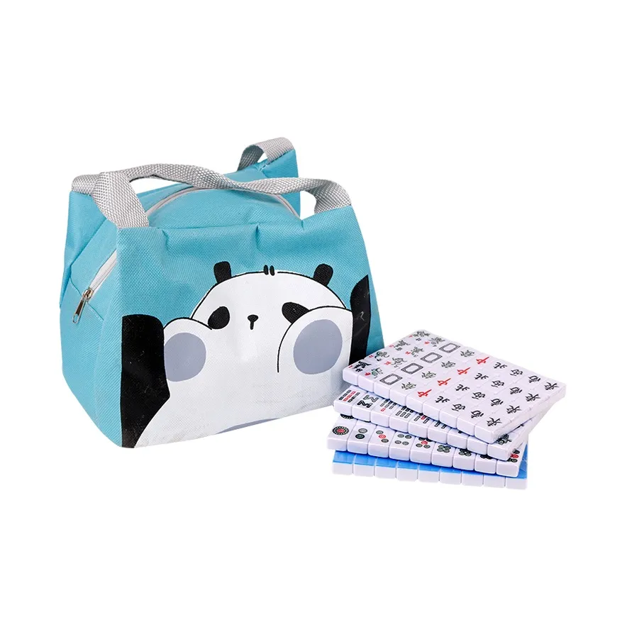 ZIHU Mini Travel Small Mahjong Size 24 Blue Handmade Mini Mahjong Tiles Travel Mahjong Sets