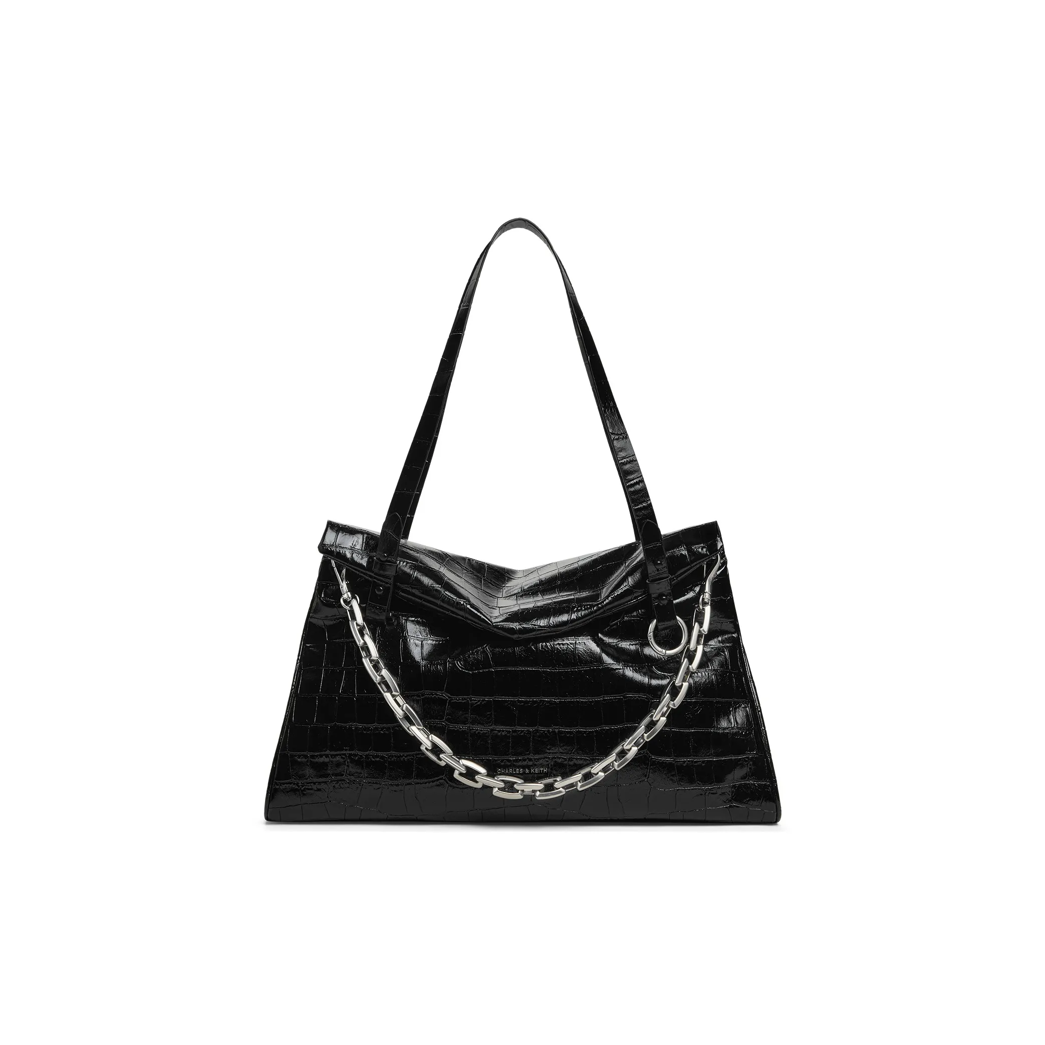 CHARLES KEITH ПУ (полиуретан) Сумка через плечо Большая Женская Черная