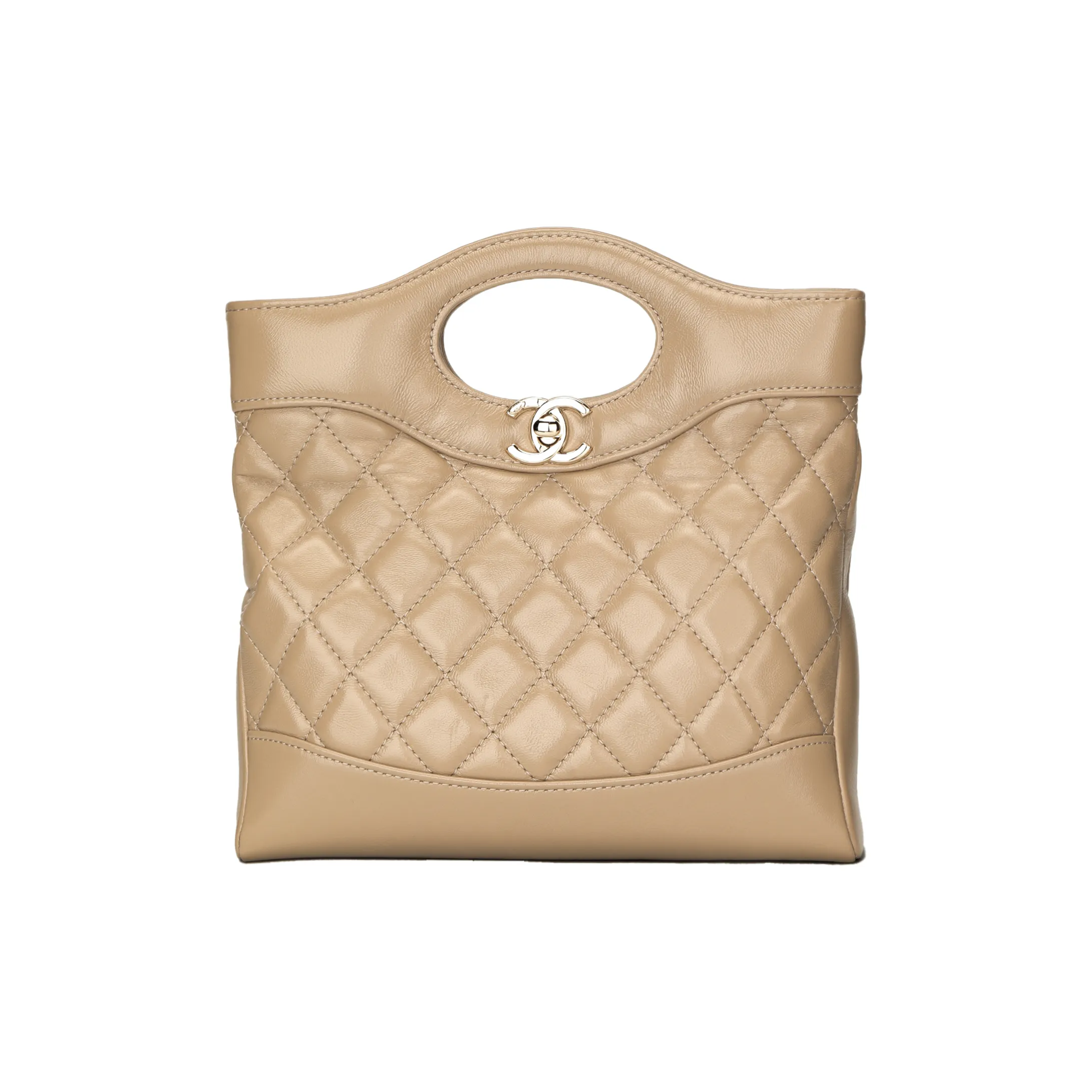 CHANEL Lambskin Chain Shoulder Bag, Crossbody Bag, Handbag Mini Women's Dark Beige