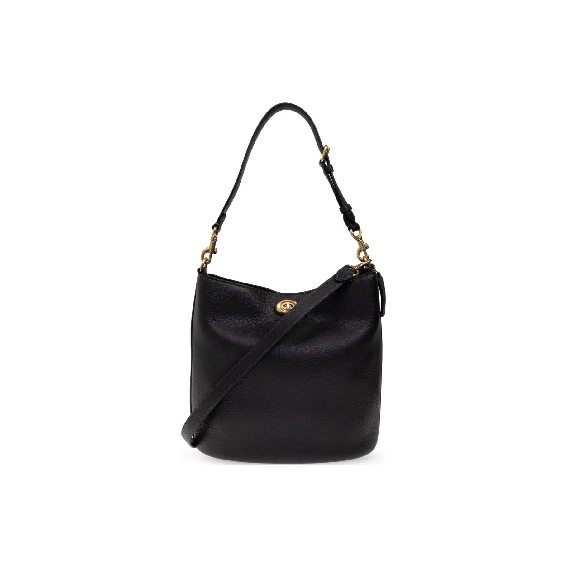 COACH Кожа Ведрообразная Сумка Плечевая Сумка Средняя Большая Женская Черная