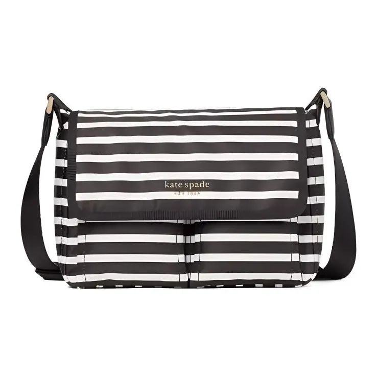 Kate Spade Sam Polyester Messenger Bag, Shoulder Bag, Crossbody Bag Medium Size Women's White & Black