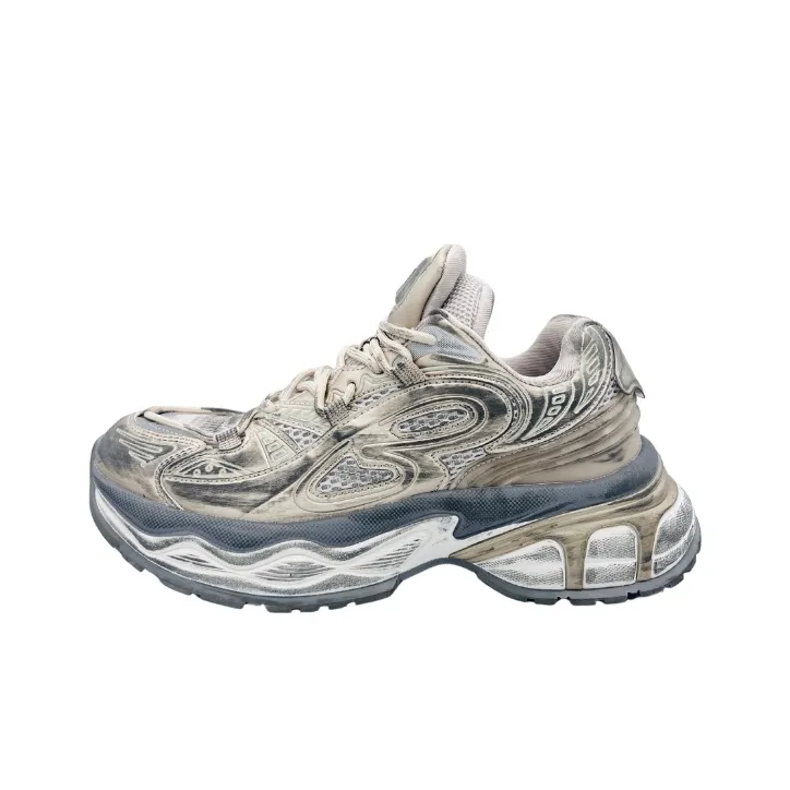 QIANJIN Амортизация Покрытие Поддержка Низкий Топ Толстая подошва Кроссовки Унисекс Шампанское Золото