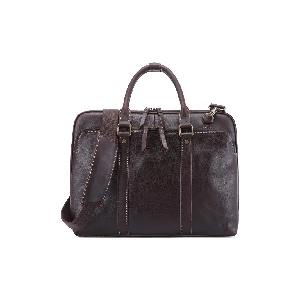 DOSRFINI Cow Leather Briefcase Shoulder Bag Crossbody Bag Handbag Regular Men's Deep Oil Gloss/Black Oil Gloss