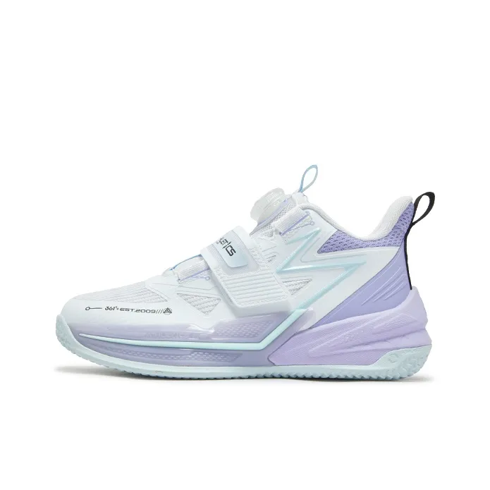 361°KIDS Slip Resistant Shock Absorbers With Abrasion Resistant Properties Children's Basketball Shoes White Purple
