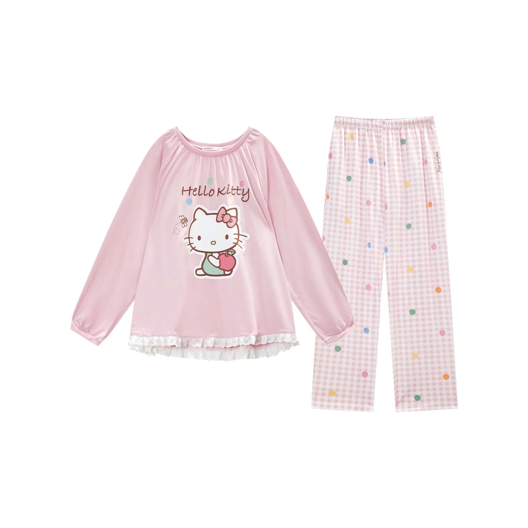 GUKOO x Sanrio Hello Kitty Пижамный комплект Женские Pearl Pink