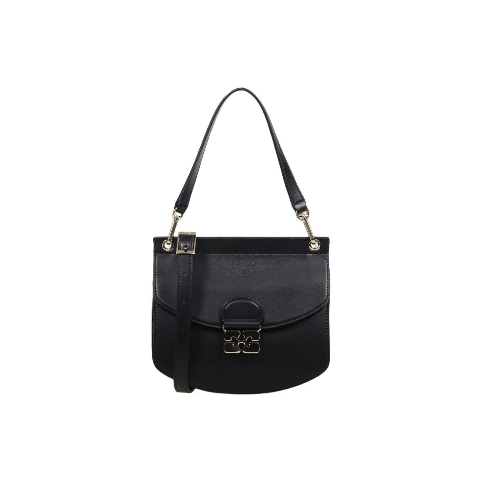 GANNI Leather Shoulder Bag, Crossbody Bag, Handbag Trumpets Women's Black