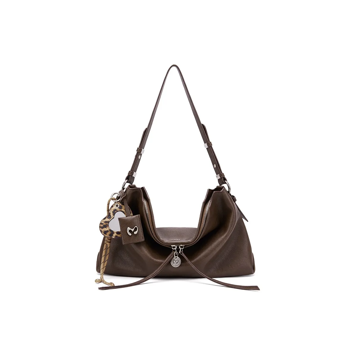 MCMIKO Cow Leather Patchwork With Artificial Leather Shoulder Bag Women's Chestnut Brown