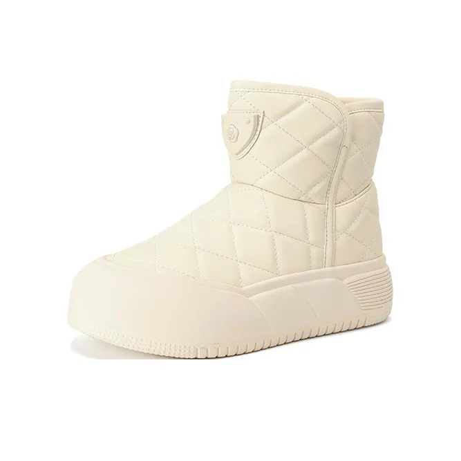 【Dme】 Противоскользящие Износостойкие Термостойкие Короткие Снежные Ботинки Женские Бежевые