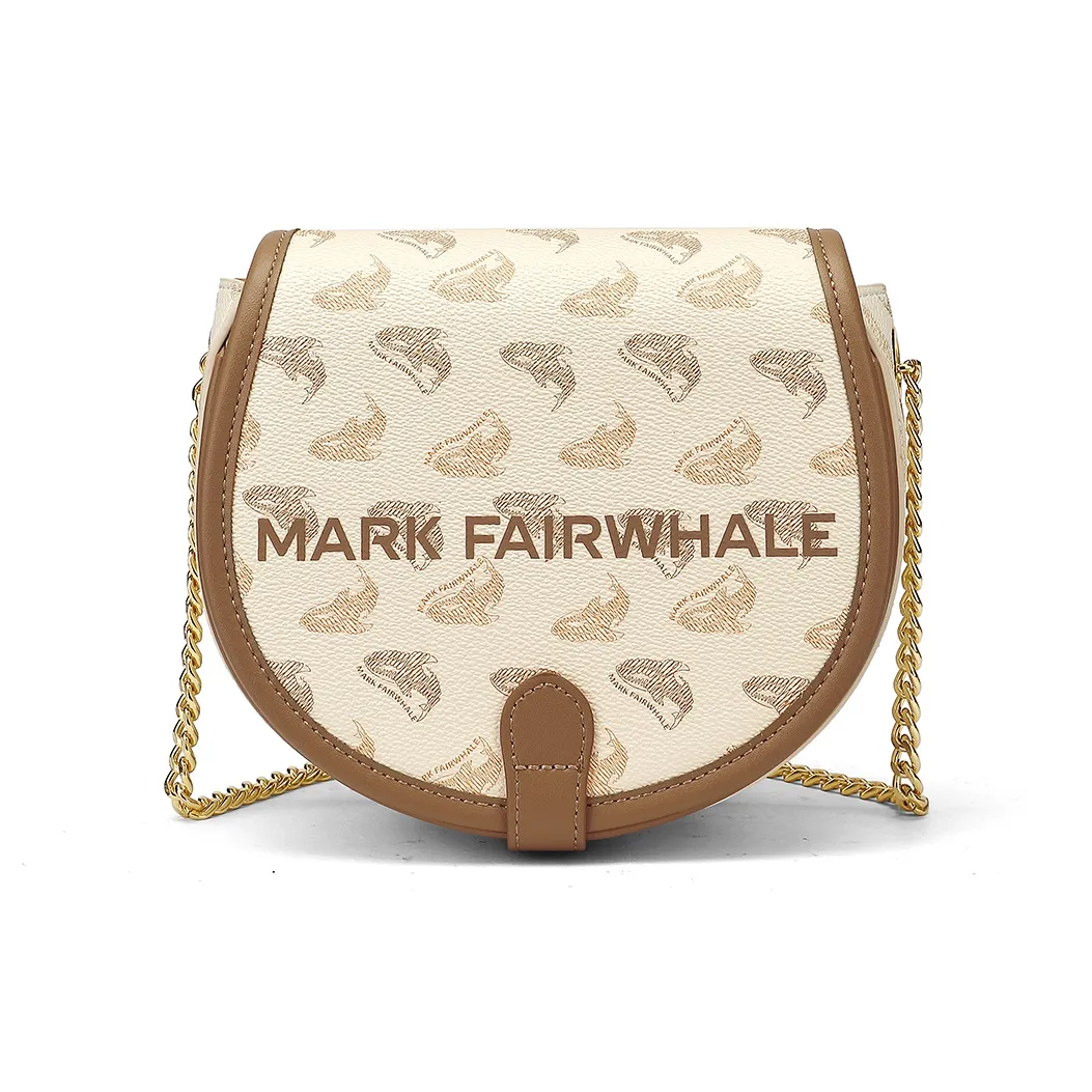 FAIRWHALE Сумка через плечо из ПВХ большая женская экрю темно-кофейный