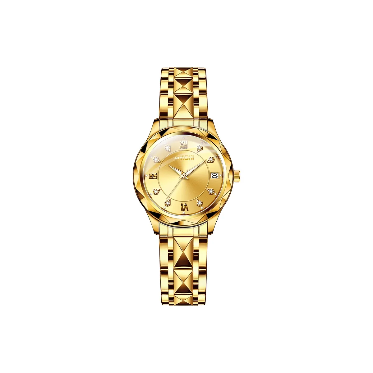 AIYISHI Mechanical Movement Steel Strap Watch Women's Watch Gold Dial