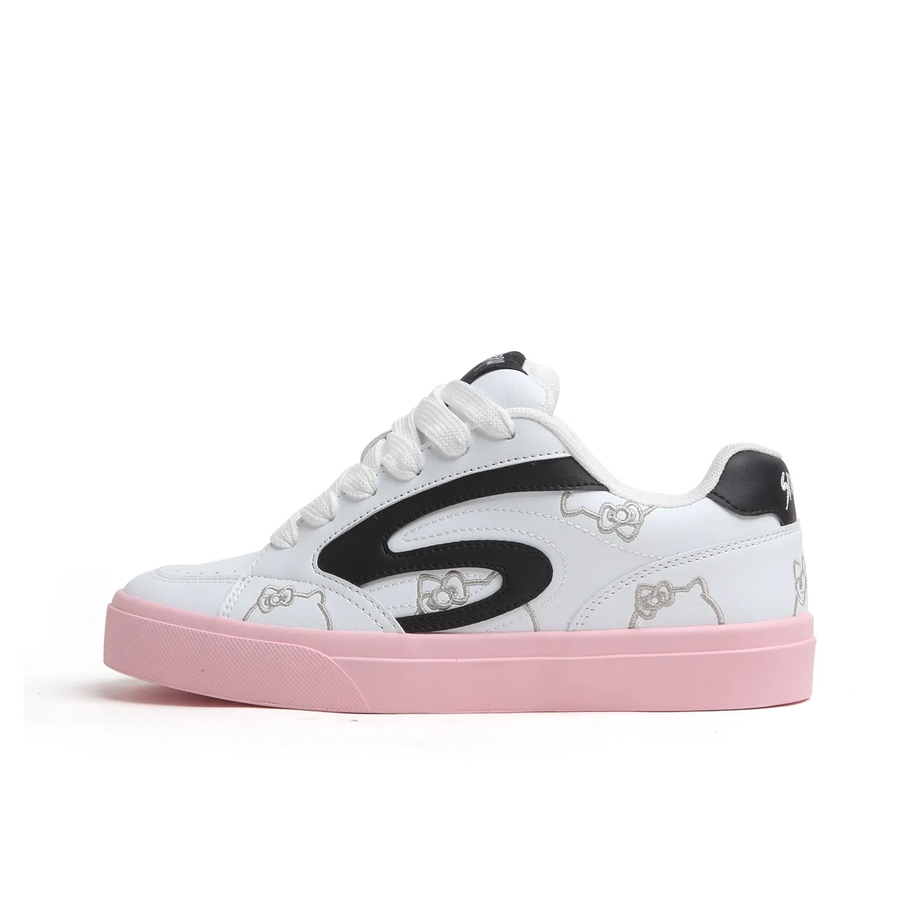 SINPERCO Anti Slip Wear Resistant Low Top Skateboard Shoes Women's White Black Pink