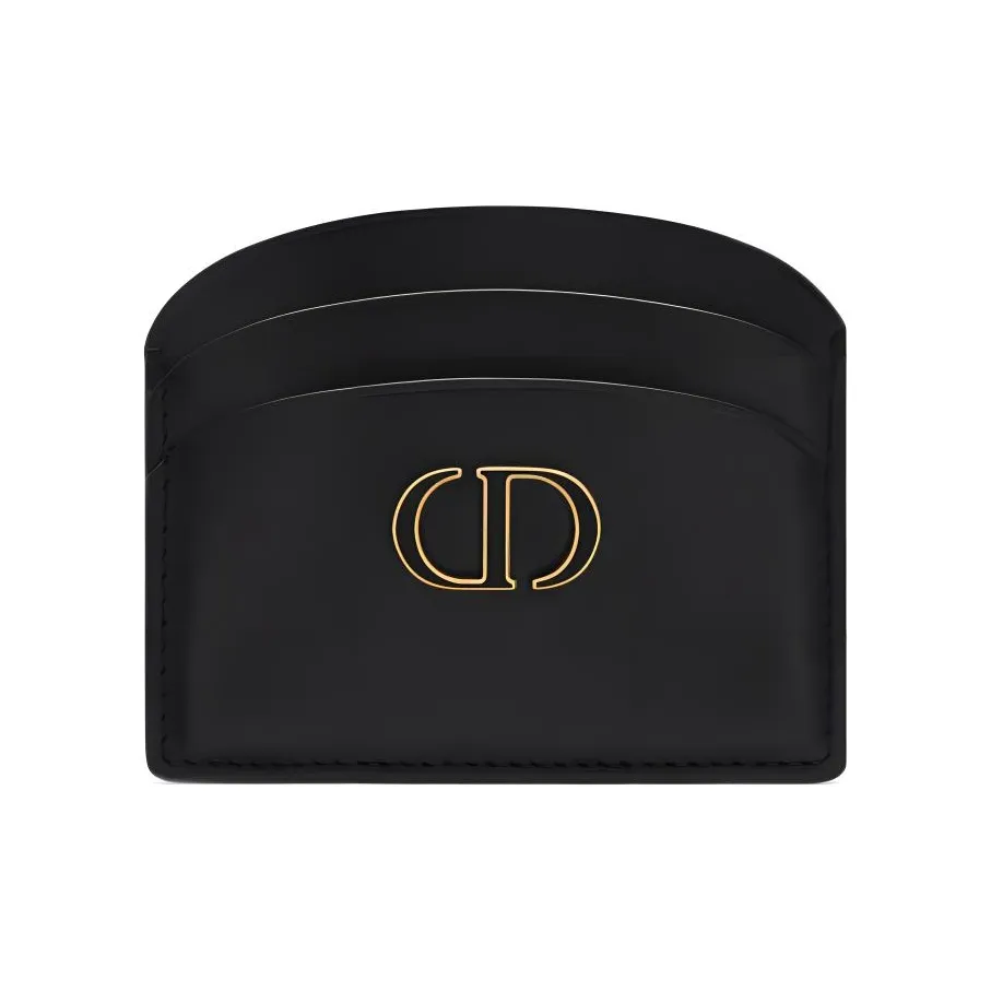 DIOR 30 Montaigne Гладкая коровья кожа Держатель для карт Женские Черный