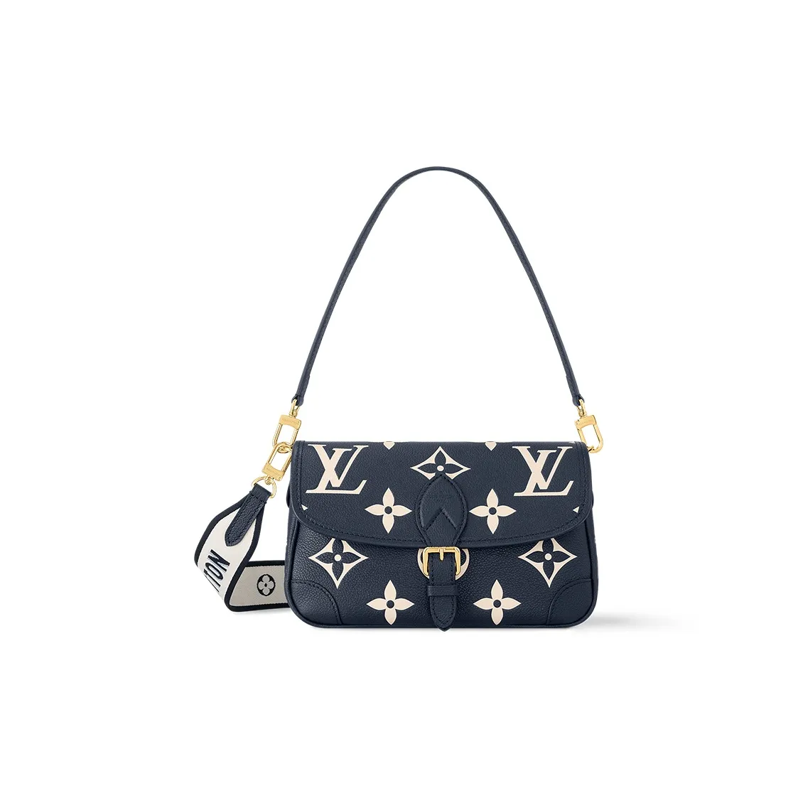 LOUIS VUITTON Diane Cow Leather Shoulder Bag Women's Marine Blue & Cream