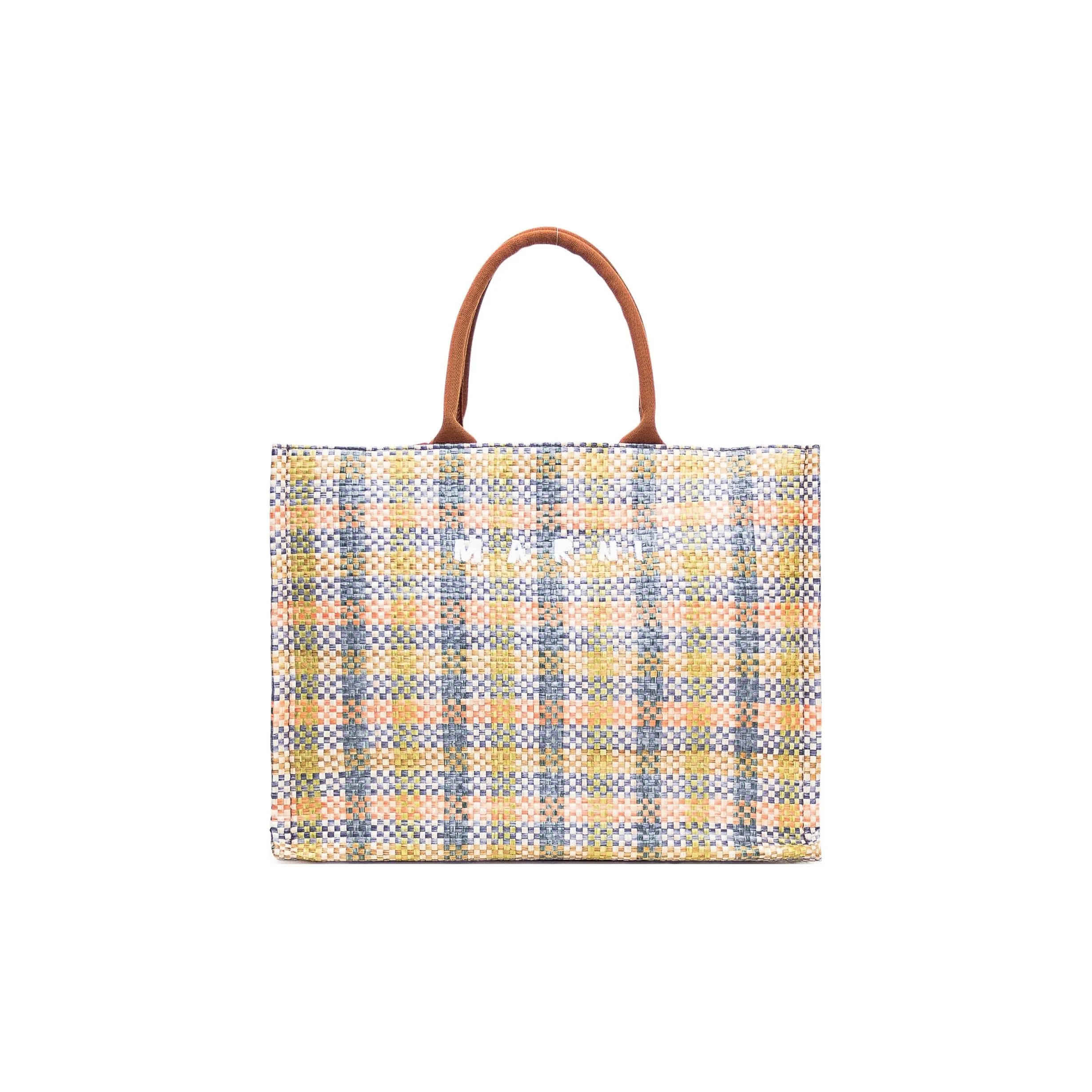 MARNI Small Checked Basket Tote Bag