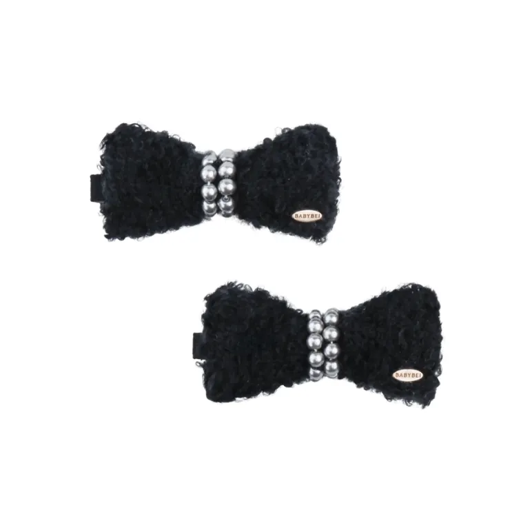 BABYBEI Sweet Style Bowknot Black Red Bangs Hair Clips Women's