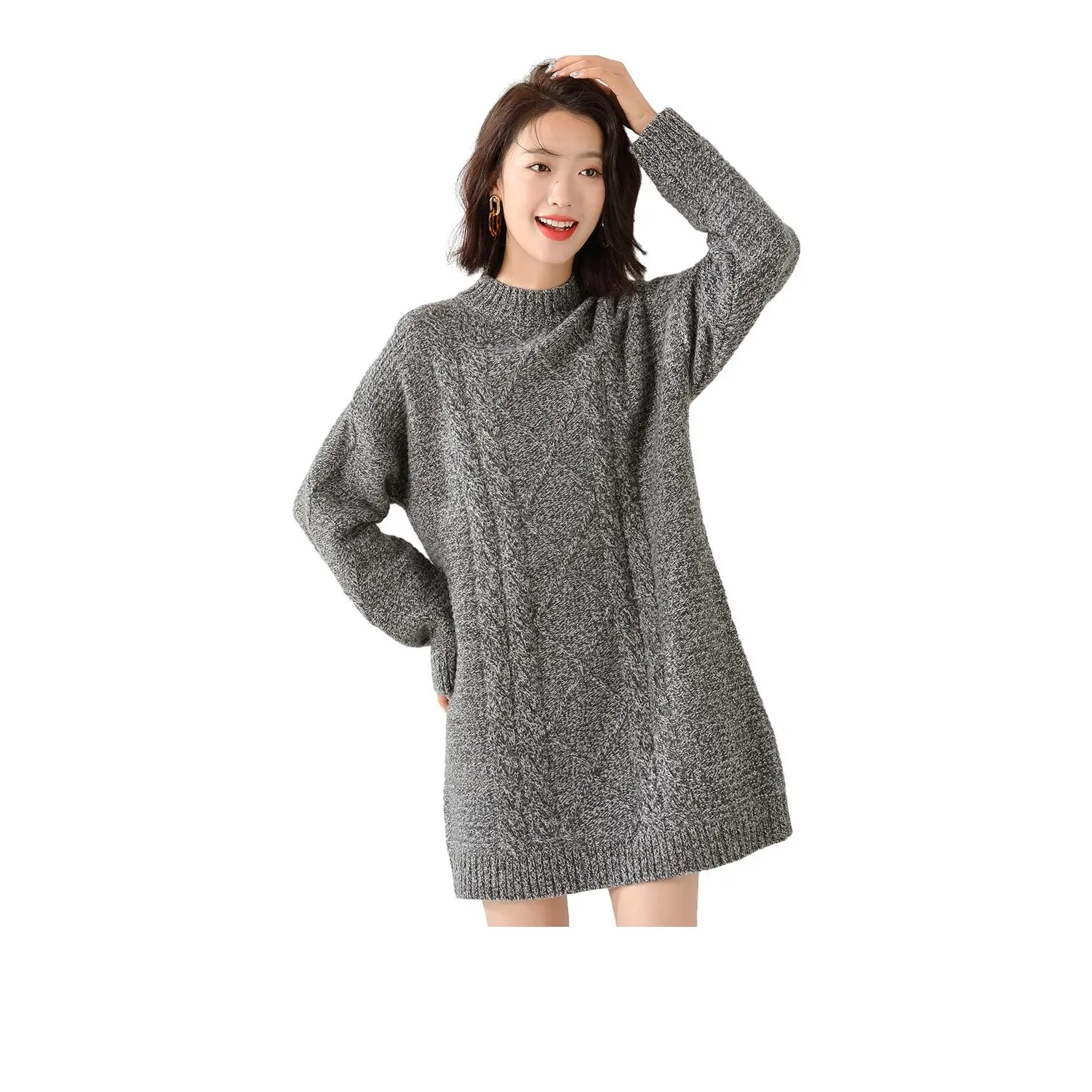 Sai Rabbit Fall Winter Knitted Fabric Dress Women's