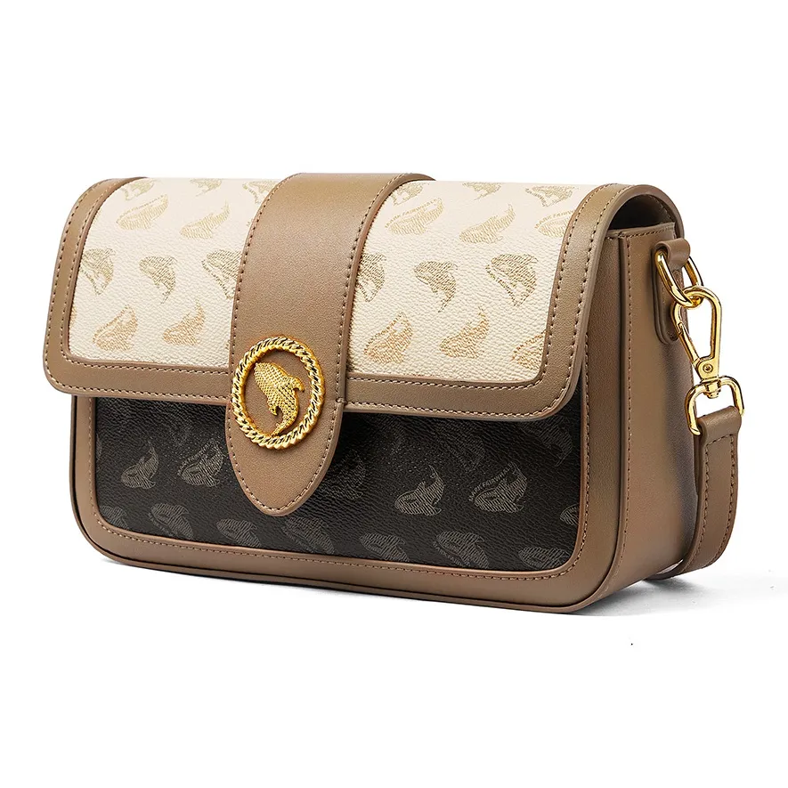 FAIRWHALE Сумка через плечо из ПВХ большая женская темный кофейный