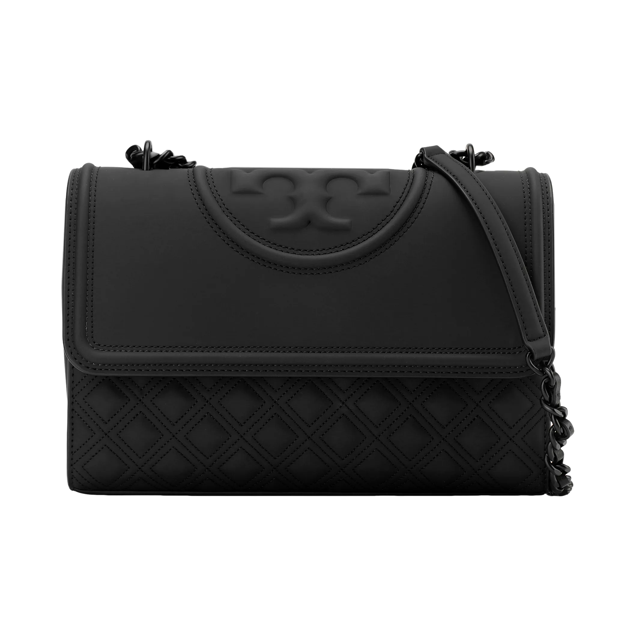 TORY BURCH Fleming Rubber With PU Handbag, Crossbody Bag Regular Women's Black