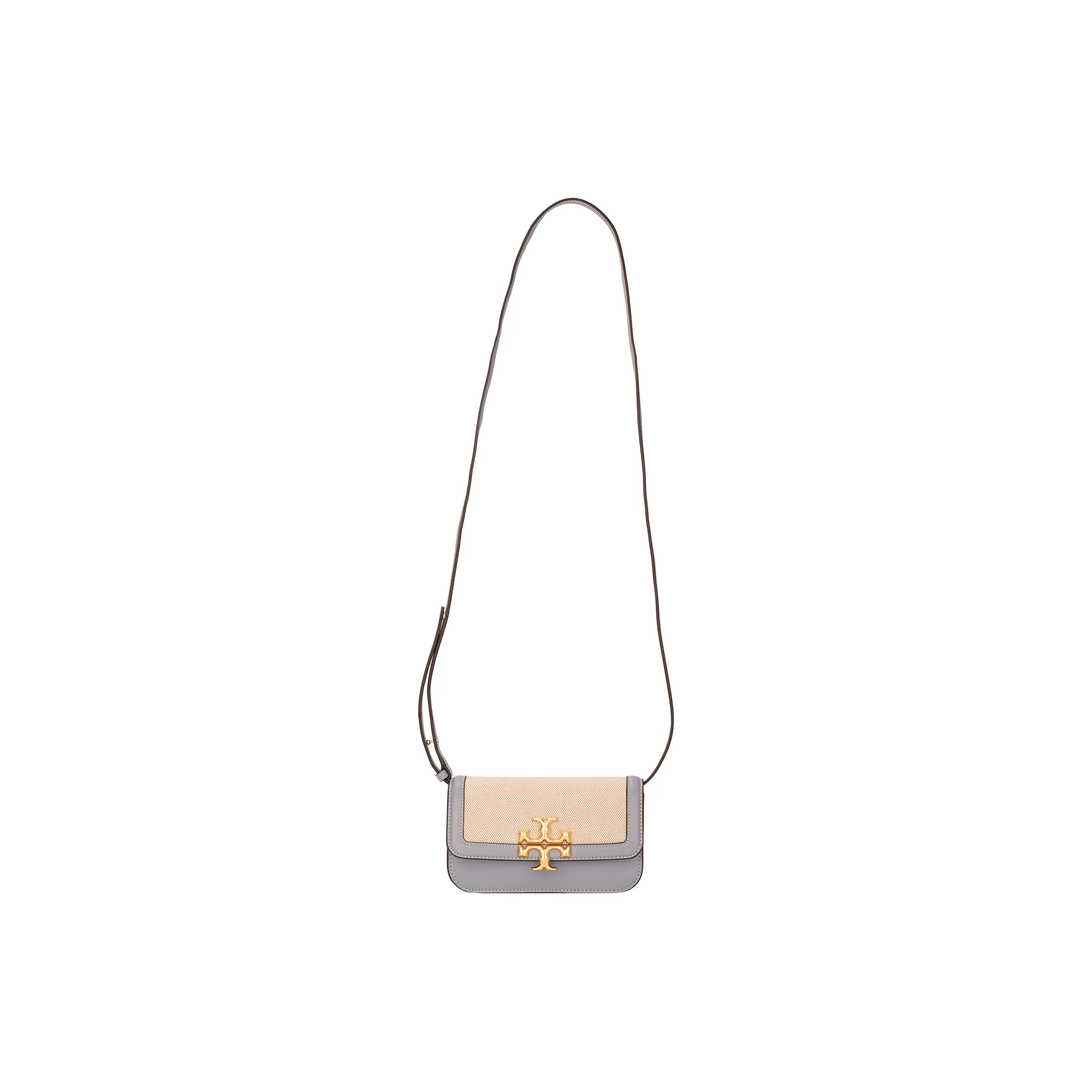 TORY BURCH Canvas With Leather Backpack, Cell Phone Pouch, Shoulder Bag, Crossbody Bag Mini Women's Purple & Beige
