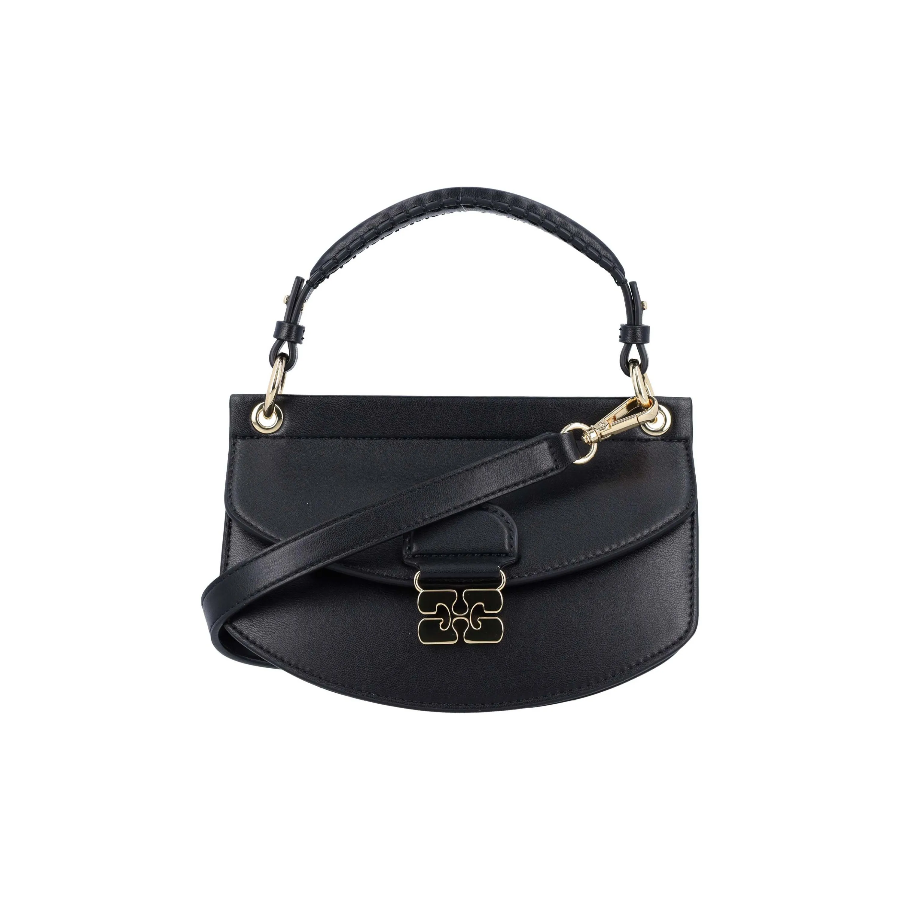 GANNI Recycled Leather Crossbody One Shoulder Handbag Mini Women's Black