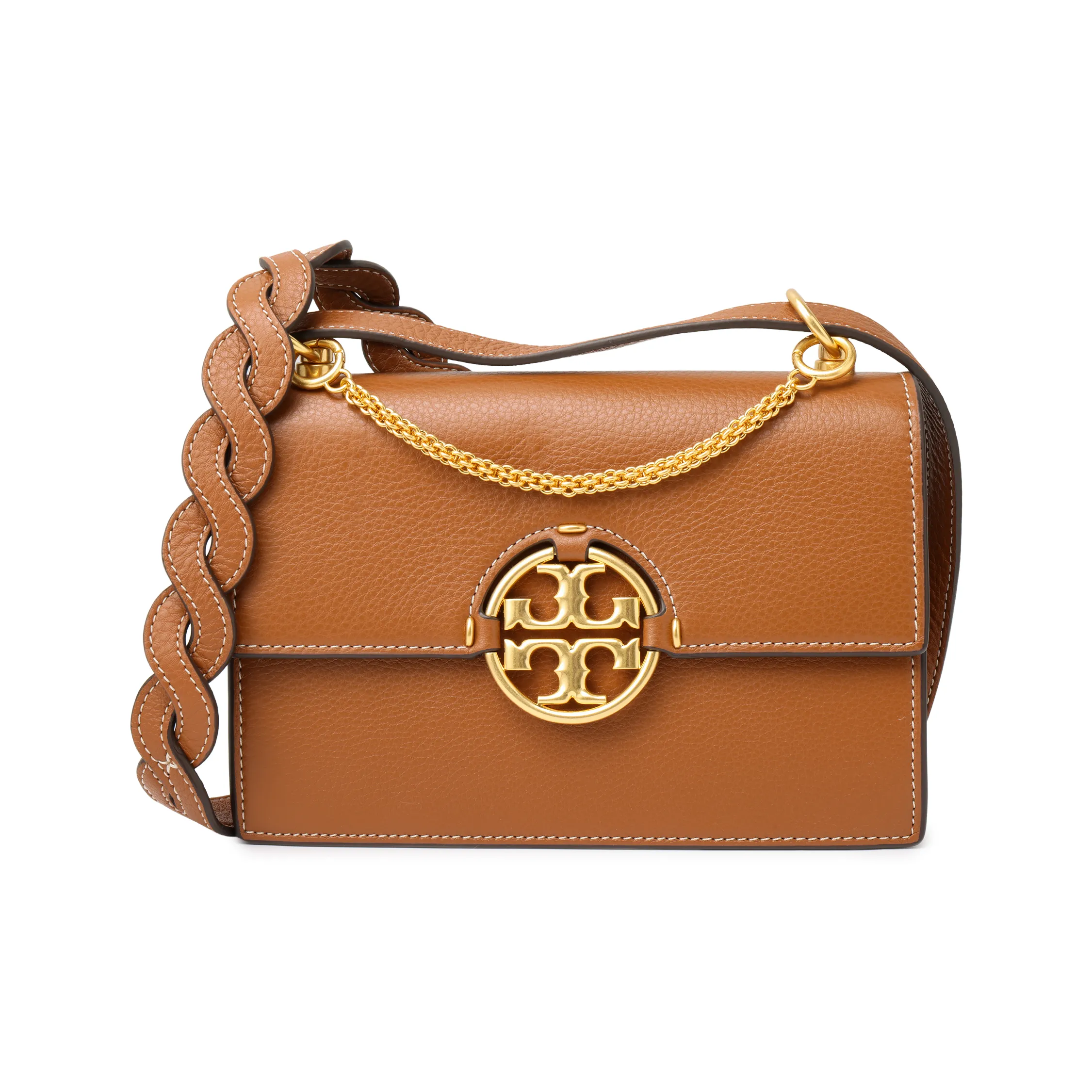 TORY BURCH Miller Cow Leather Crossbody Bag, Shoulder Bag Trumpets Women's Brown