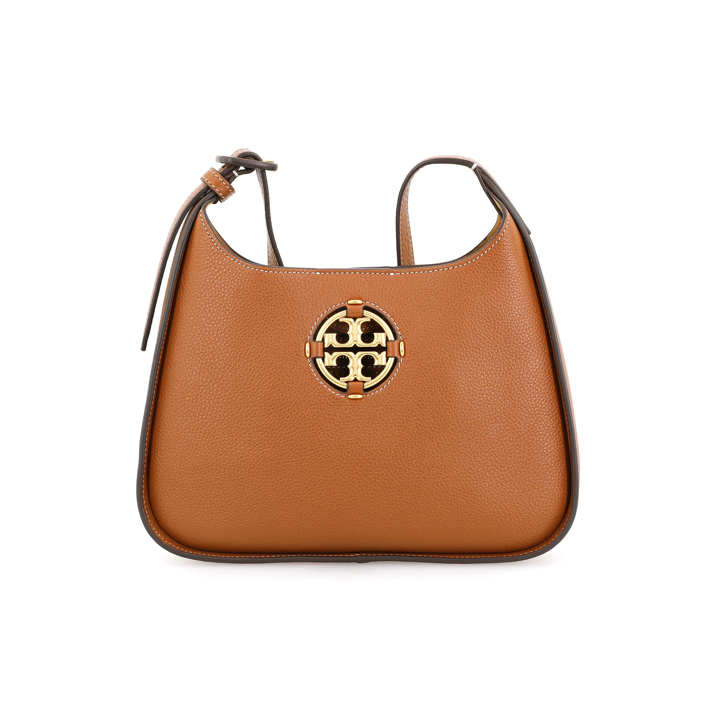 TORY BURCH Miller Litchi Grain Leather Shoulder Bag Crossbody Bag Small Size Women's Brown