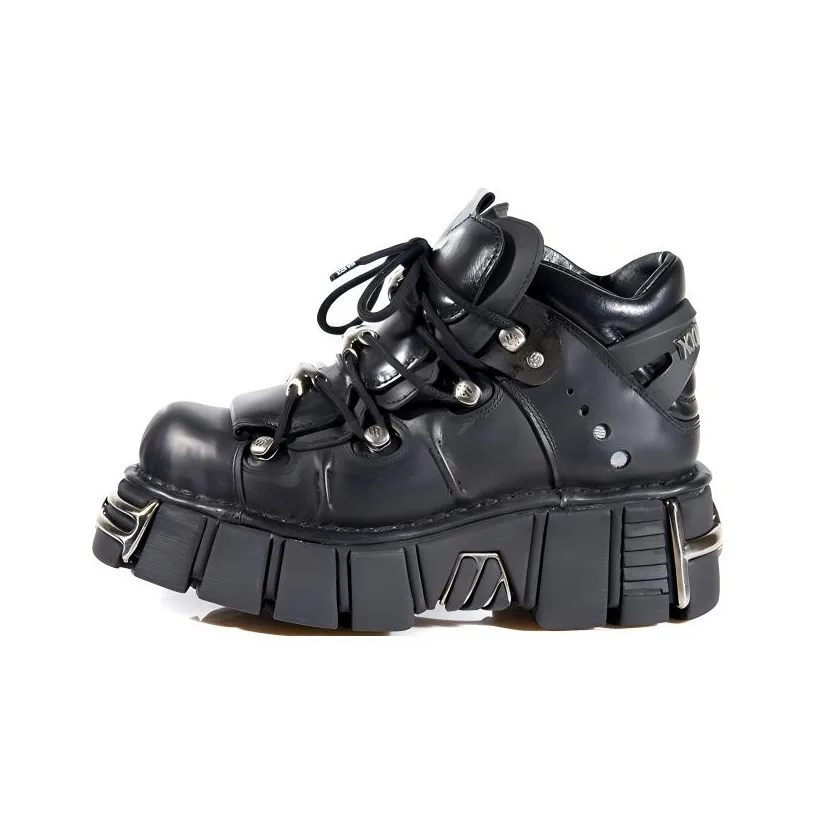 NEW ROCK Casual Shoes Unisex High Top Black