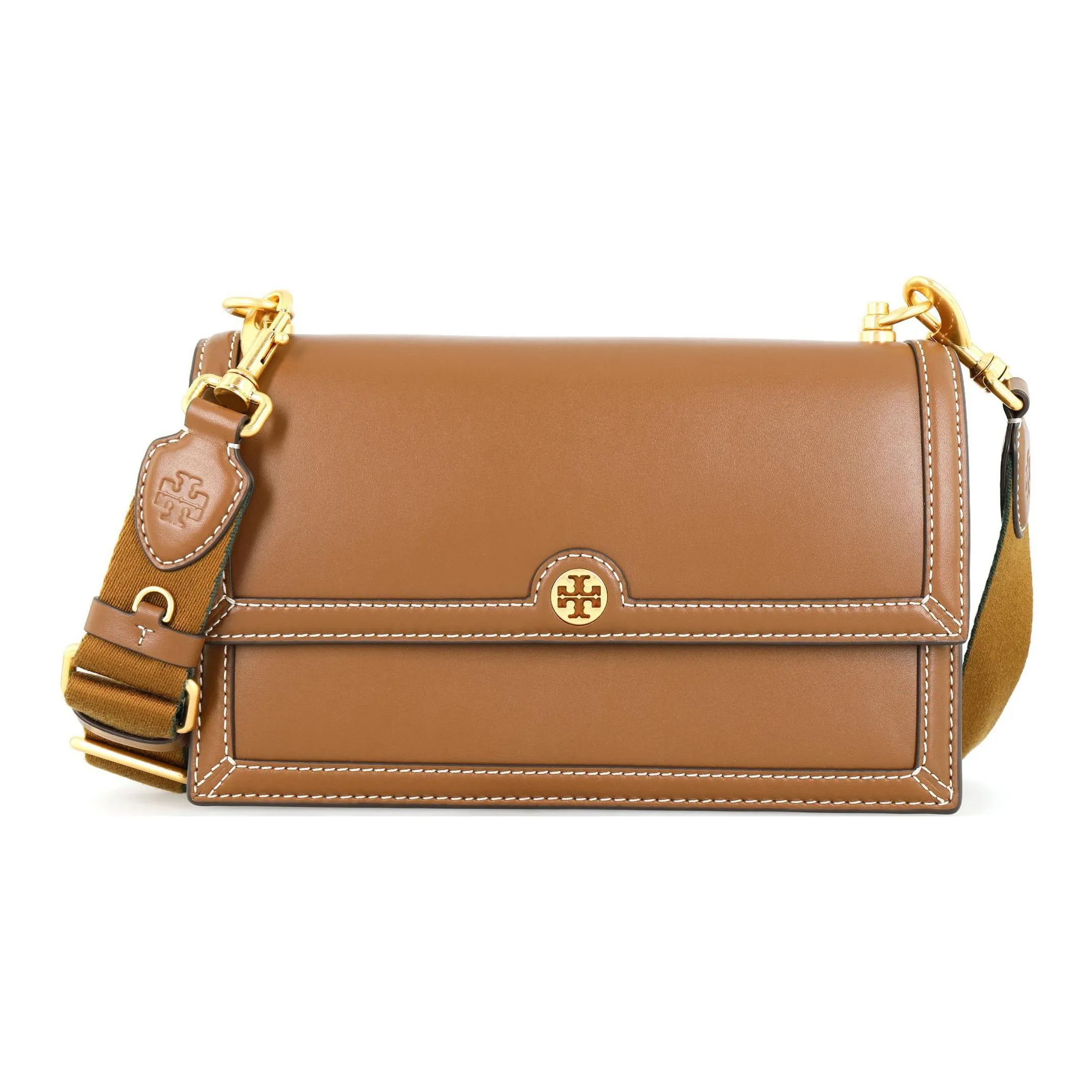 TORY BURCH T Monogram Leather Crossbody Handbag Shoulder Bag Women's Caramel Brown