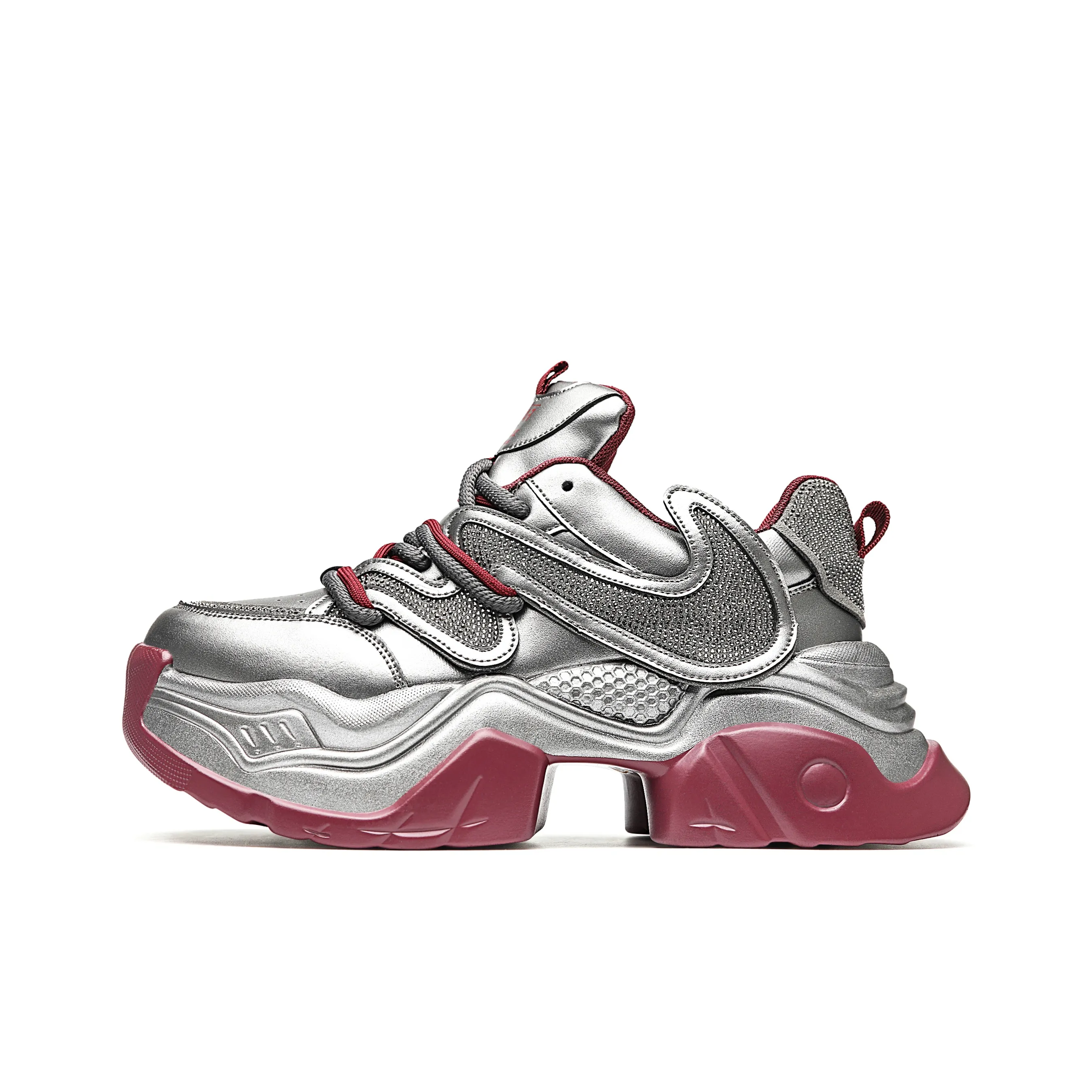 MVA Низкий Топ Толстая Подошва Кроссовки Унисекс Серебряный