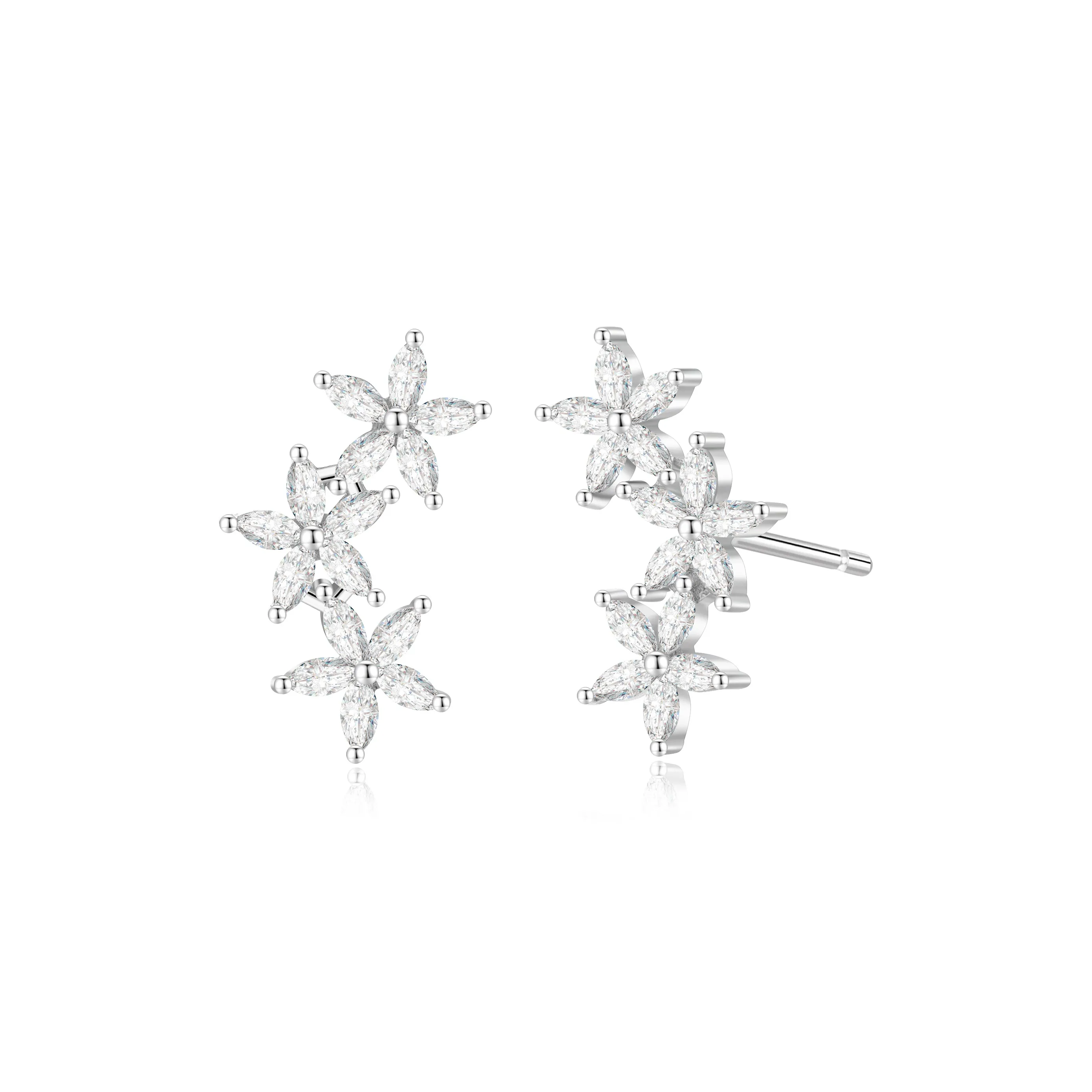 Lao Feng Xiang S925 Sterling Silver Stud Earrings Women's