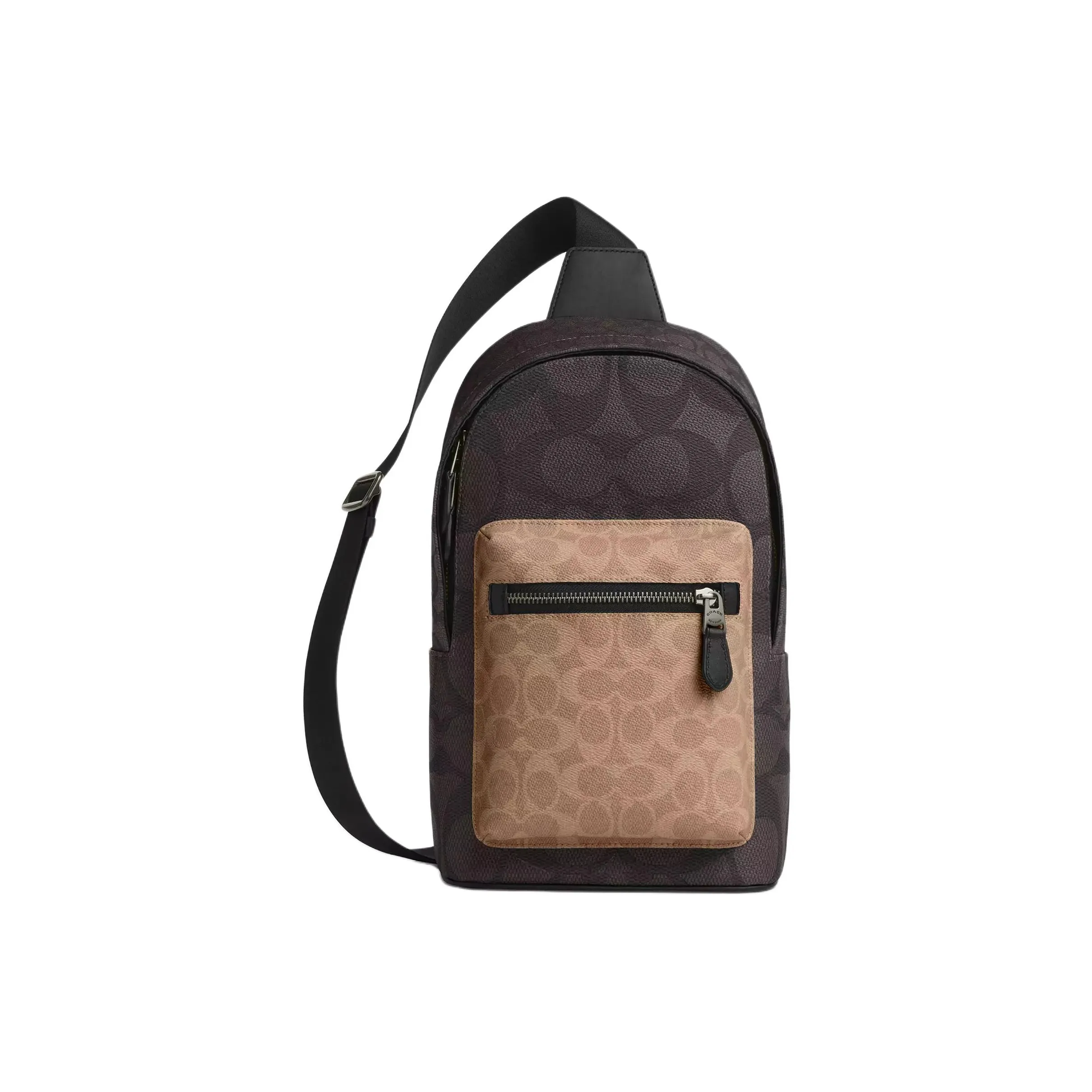 COACH West Фирменный Покрытый холст Сумка через плечо Sling Сумка Маленькая Мужская Ореховый Коричневый Умбра