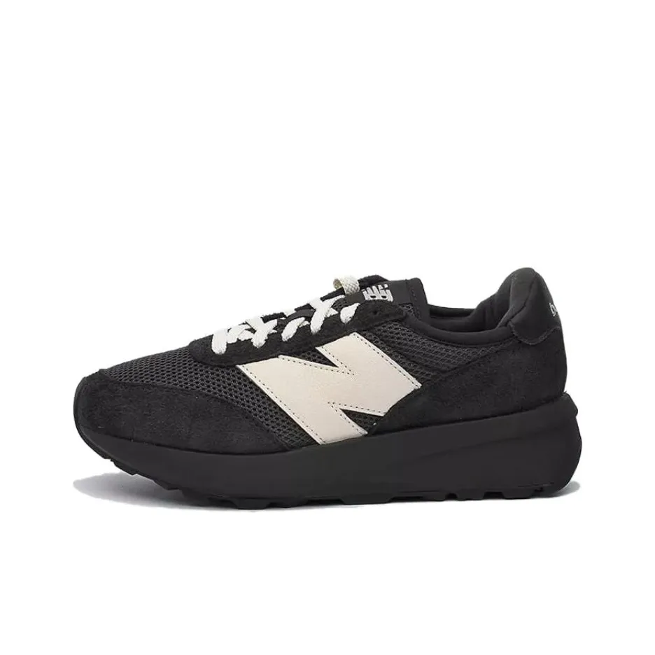 New Balance 370 Anti Slip Wear Resistant Low Top Casual Shoes Unisex Black Gray Color