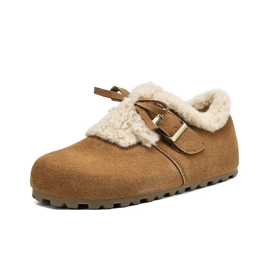 JOSINY Birkenstock Стиль Обувь Низкий Топ CAMEL 400G Короткий Плюш, Скрытый Каблук 2,5 см Женский