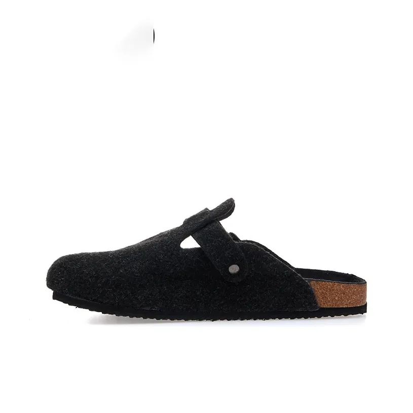 ENRICO COVERI Cork Sole Slip-Resistant Wrap-toe Slippers Men's Black