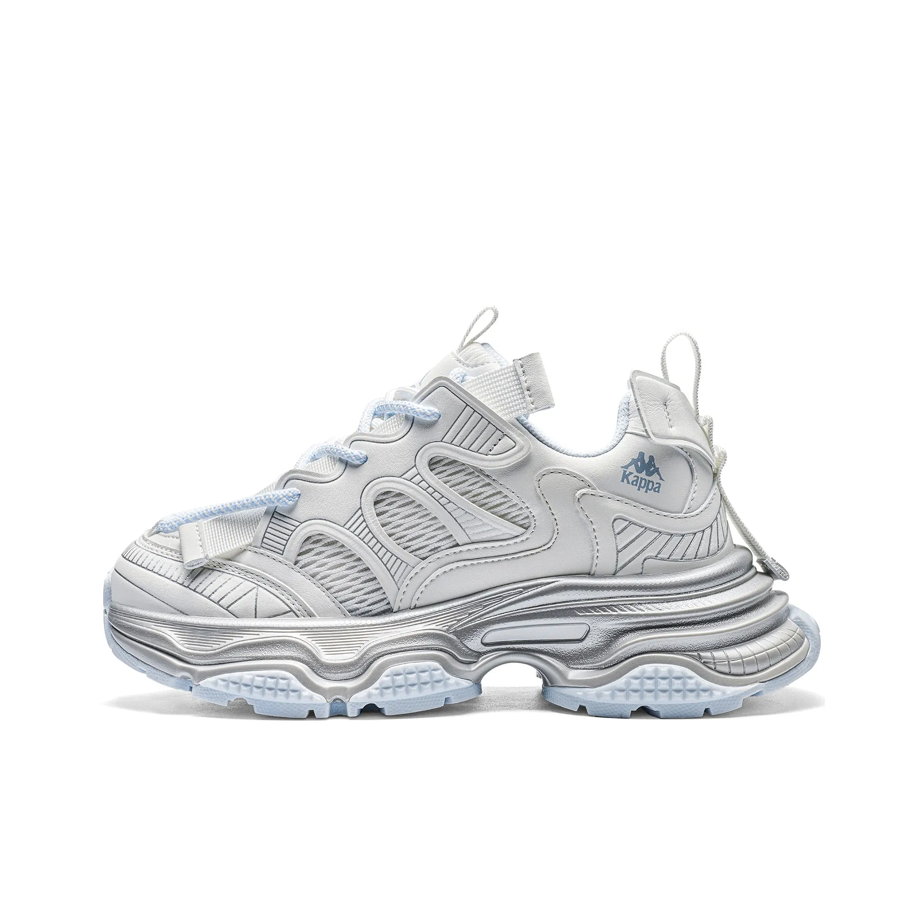 Kappa Like The Wind Back to Back Anti Slip Wear Resistant Low Top Chunky Sneakers Women's Gray