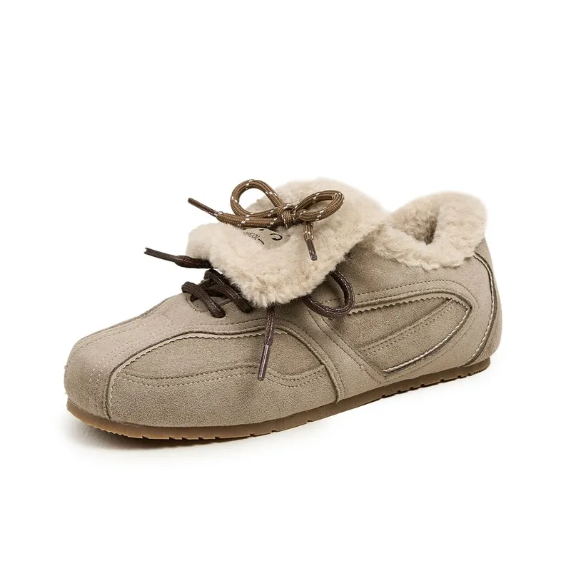 JOSINY Vintage Fashion De Xin Snow Boots Insulated Shoes Low-Top Soft Sole Trendy Casual Shoes Women's Apricot