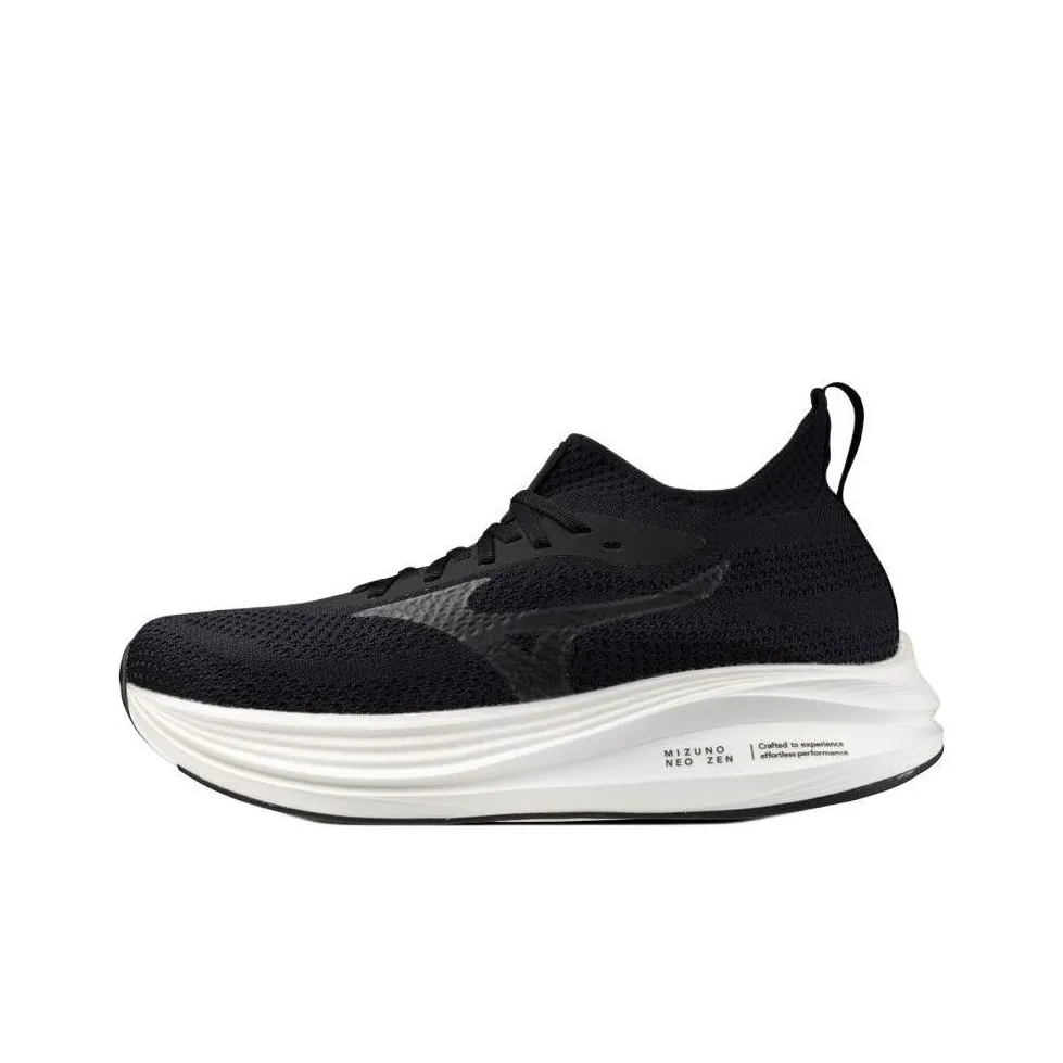 Mizuno Slip-resistant Abrasion-resistant Low Top Casual Running Shoes Unisex Black White Мицубо Противоскользящие Устойчивые к истиранию Низкие Топ Повседневные Беговые Кроссовки Унисекс Черный Белый