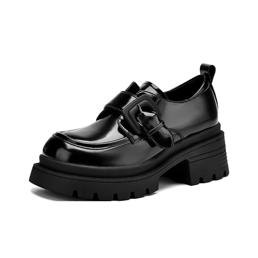 JOSINY Британский стиль стиль позиционирования универсальный Deep Палец без подкладки обувь модный повседневный лоферы каблук 6,7 см женский черный