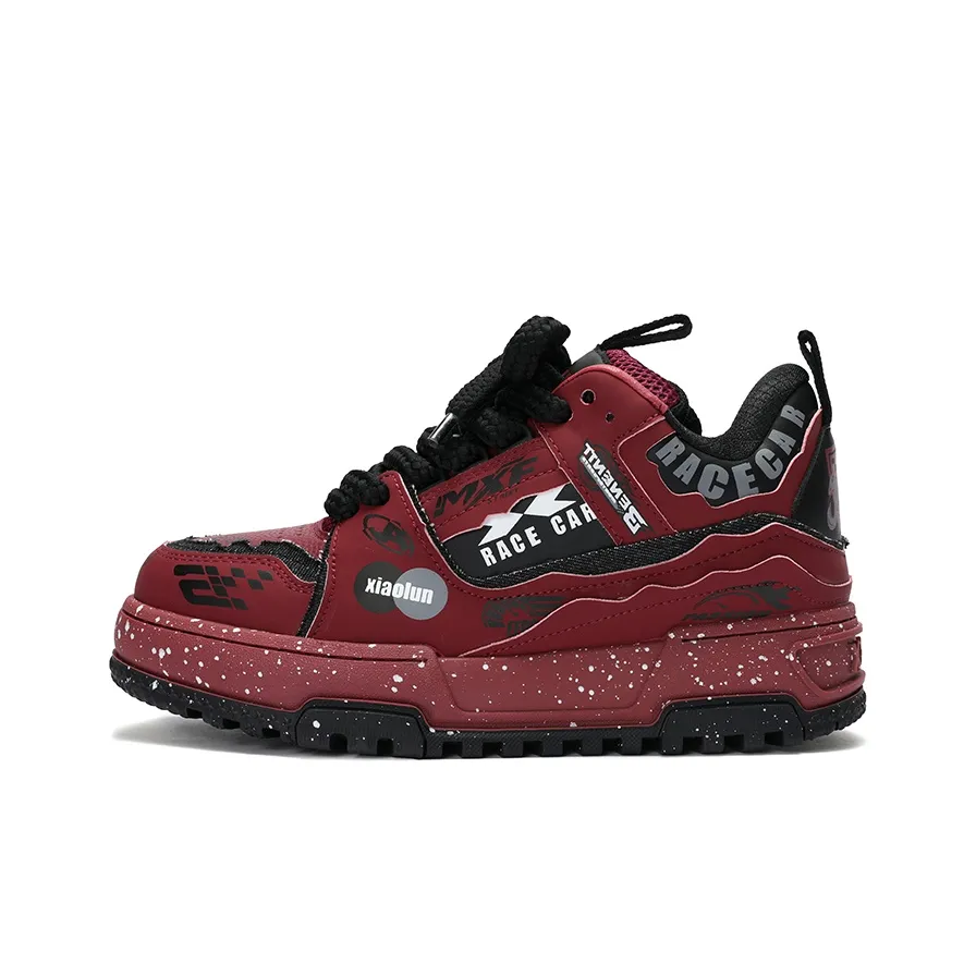 X·LUN Anti Slip And Wear Resistant Height Increasing Low Top Skateboard Shoes Unisex Red