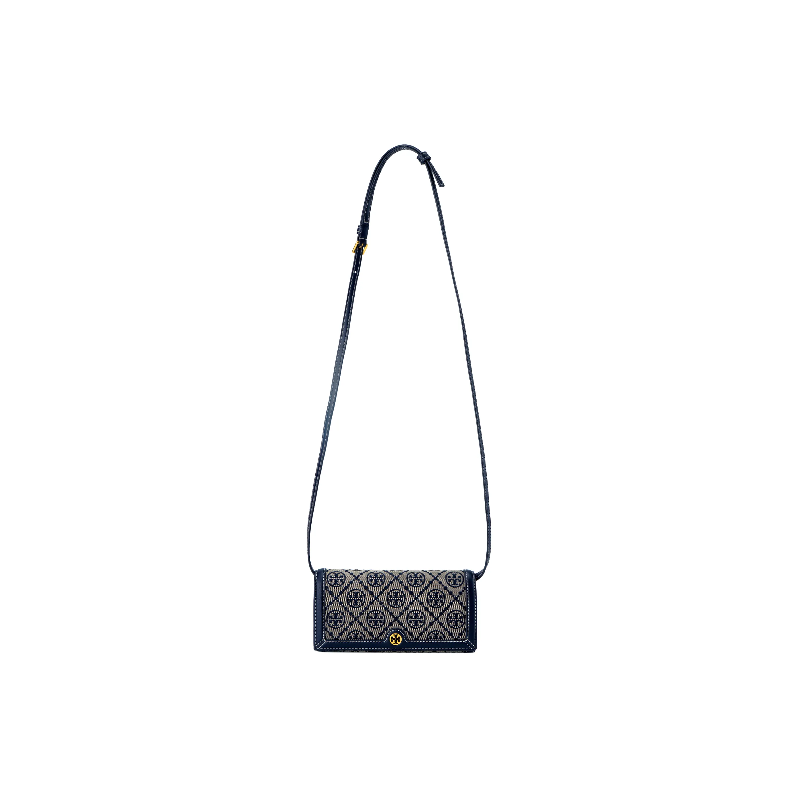 TORY BURCH T Monogram Кожа с Ткань Кошелек Сумка через плечо Обычный Женский Морской синий