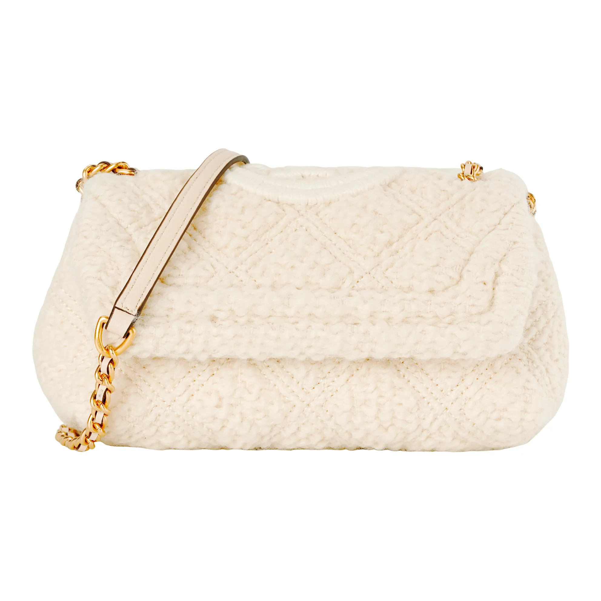 TORY BURCH Fleming Soft Circle Yarn With Leather Shoulder Bag, Crossbody Bag Mini Women's Cream White