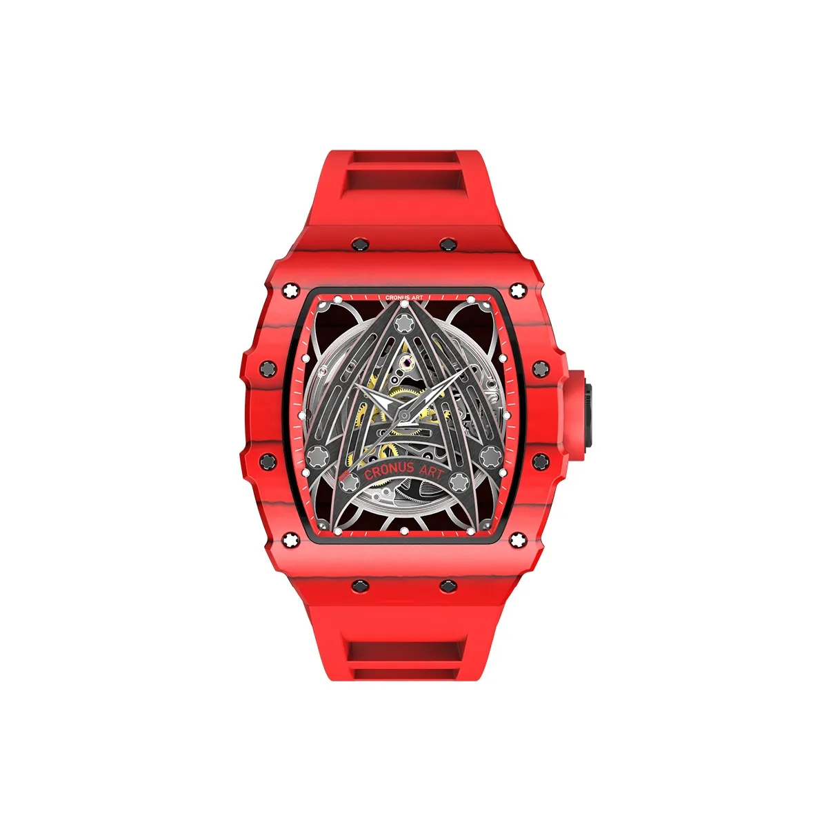 CRONUSART Cross Apollo Automatic Mechanical Movement Rubber Strap Watch Men's Watches Cut Out Dial